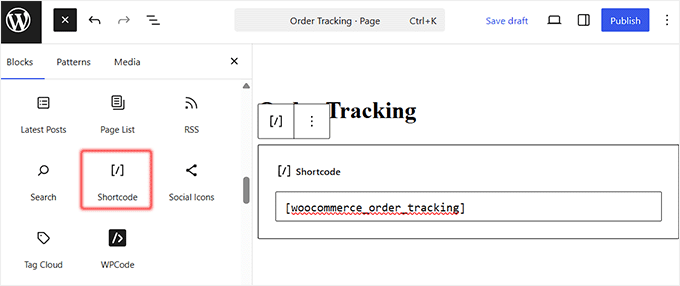 Add the order tracking shortcode Add the order tracking shortcode