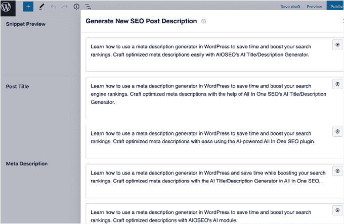 Exemple de generator de titluri/descrieri AI