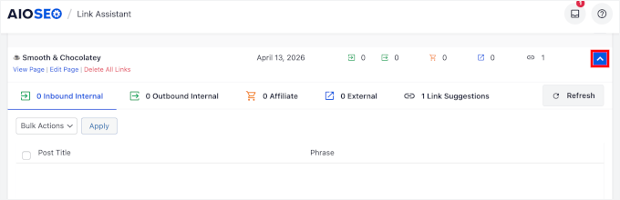 Expansion d'une section de page orpheline pour une action supplémentaire