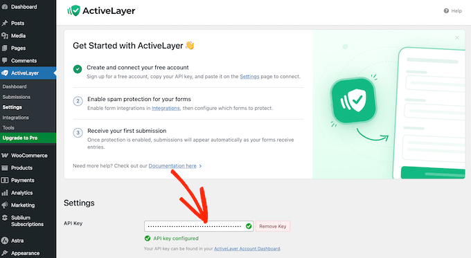Configuring the ActiveLayer spam protection service 
