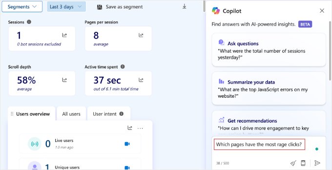 Chatting With Microsoft Clarity's Copilot in WordPress Chatting With Microsoft Clarity's Copilot in WordPress