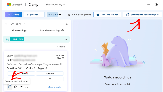 Summarizing Microsoft Clarity Recordings in WordPress Summarizing Microsoft Clarity Recordings in WordPress