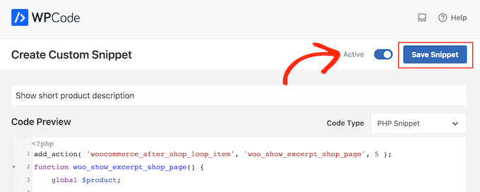 Adăugarea descrierii scurte la produsul dvs. WooCommerce folosind WPCode Adăugarea descrierii scurte la produsul dvs. WooCommerce folosind WPCode