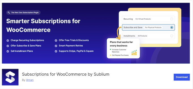 The free, lite version of the Sublium Subscriptions WooCommerce plugin 