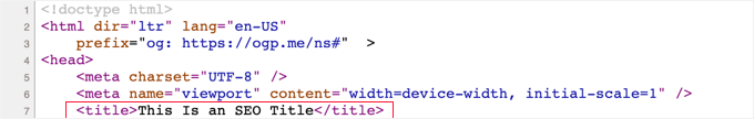 Vizualizarea codului sursă HTML al unui titlu SEO