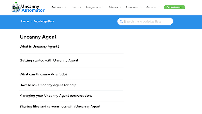 Uncanny Agent's online documentation Uncanny Agent's online documentation