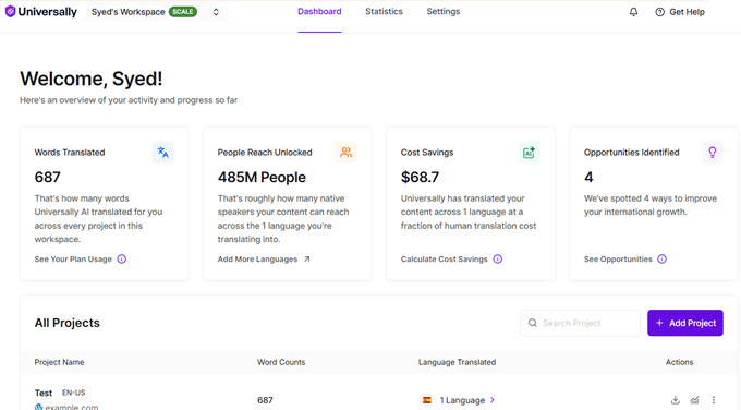 universally dashboard