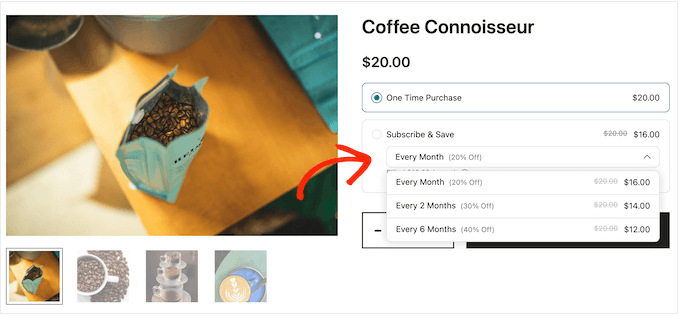 An example of a recurring subscription, created using Sublium 