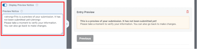 Entry preview settings Entry preview settings
