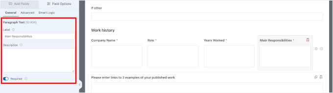 Customizing the paragraph fields' settings Customizing the paragraph fields' settings