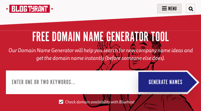 Generatore di nomi per blog di Blogtyrant