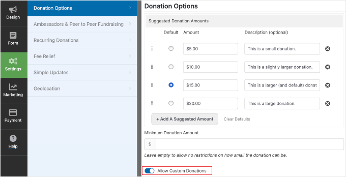 Configurarea opțiunilor de donație ale Charitable Configurarea opțiunilor de donație ale Charitable