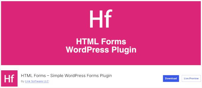 Pluginul HTML Forms din depozitul WordPress