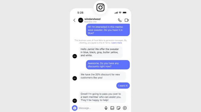 Meta Business Agent Example Chat