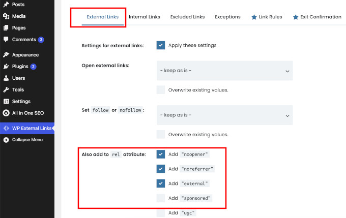 Adăugarea nofollow la toate linkurile externe Adăugarea nofollow la toate linkurile externe