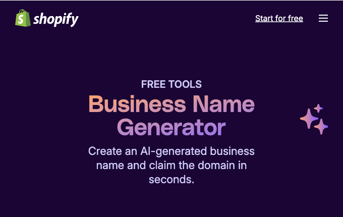 Generatore di nomi aziendali di Shopify