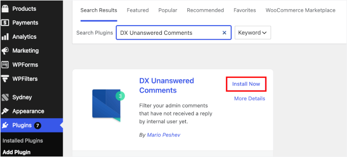 Installing DX Unanswered Comments in WordPress