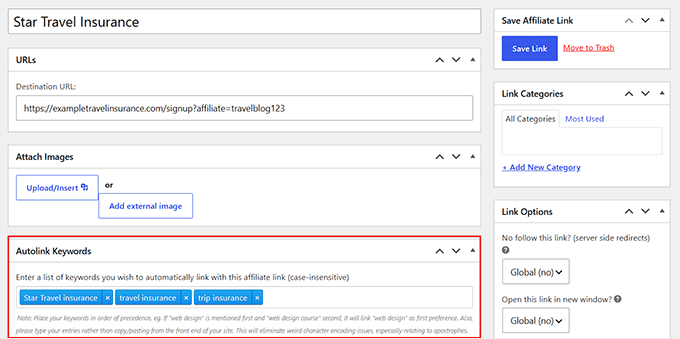 Auto link keywords to affiliate links in ThirstyAffiliates Auto link keywords to affiliate links in ThirstyAffiliates