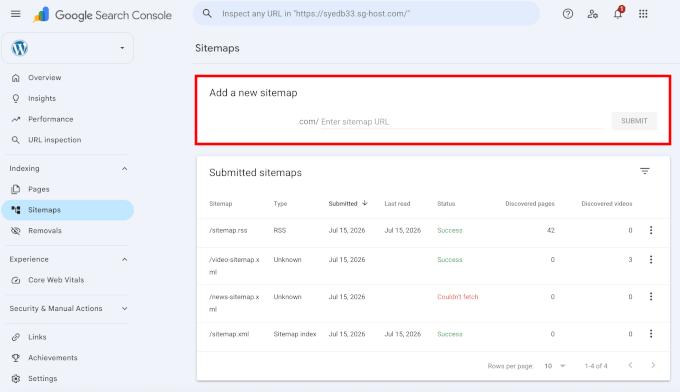 Submitting sitemaps to Google Search Console