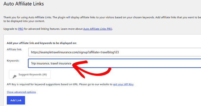 Link keywords to affiliate links in Auto Affiliate Links Link keywords to affiliate links in Auto Affiliate Links
