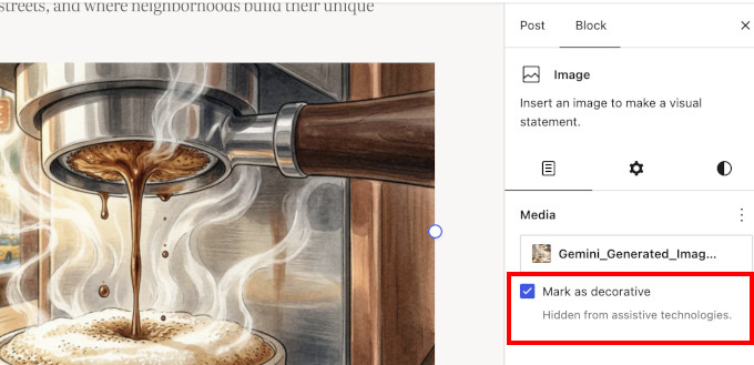 Resmi dekoratif olarak işaretle