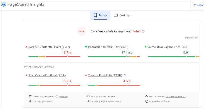 Rezultate Core Web Vitals PageSpeed Insights Rezultate Core Web Vitals PageSpeed Insights