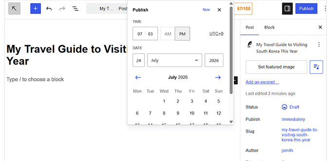 Schedule your post in WordPress
