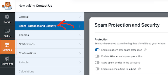 An example of a form builder with built-in anti-spam protection 