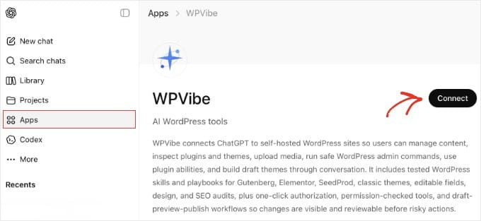 Ansluter ChatGPT till WPVibe Ansluter ChatGPT till WPVibe