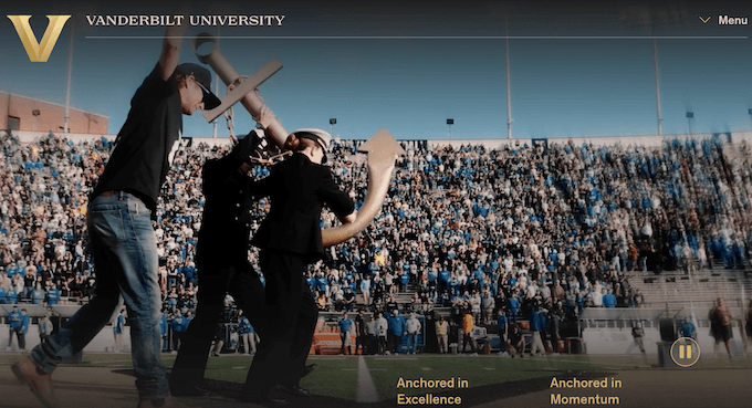 The Vanderbilt Uni website, created using WordPress