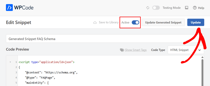 Activate and update the FAQ schema snippet Activate and update the FAQ schema snippet