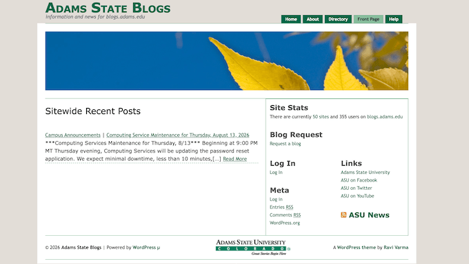 The Adams State University Blogs student and staff portal