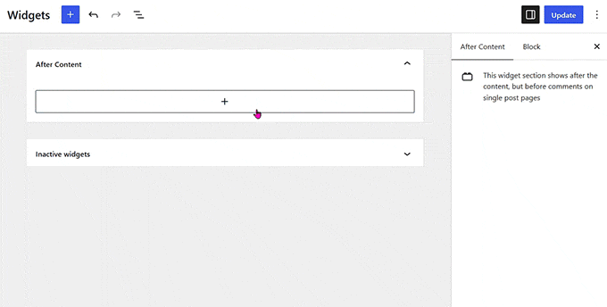 Aggiungi un widget nell'area dopo il contenuto Aggiungi un widget nell'area dopo il contenuto