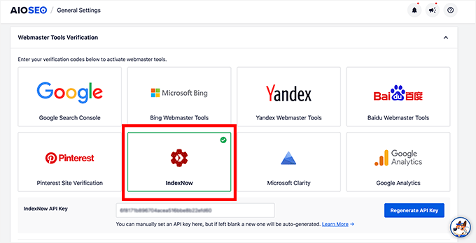 aioseoindexnowapikey AIOSEO IndexNow WordPress