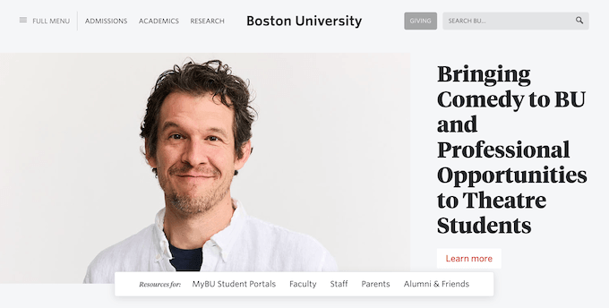 The Boston University website