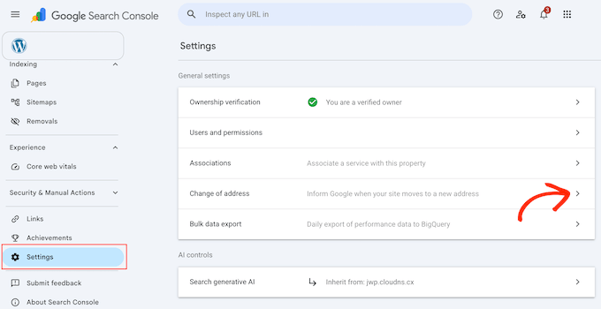 How to submit a change of address form to Google Search Console