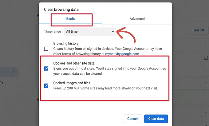 Șterge cookie-urile și cache-ul în Google Chrome
