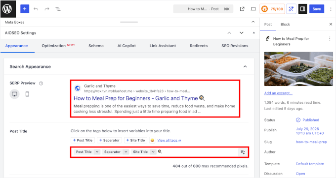 Adăugarea unui emoji la titlul SEO folosind AIOSEO Adăugarea unui emoji la titlul SEO folosind AIOSEO