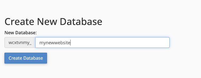 Create new database