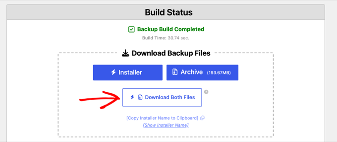 Duplicator download installer and archive files