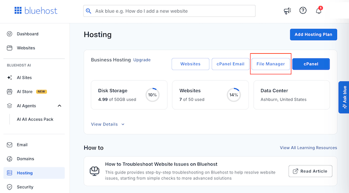 How to access the File Manager