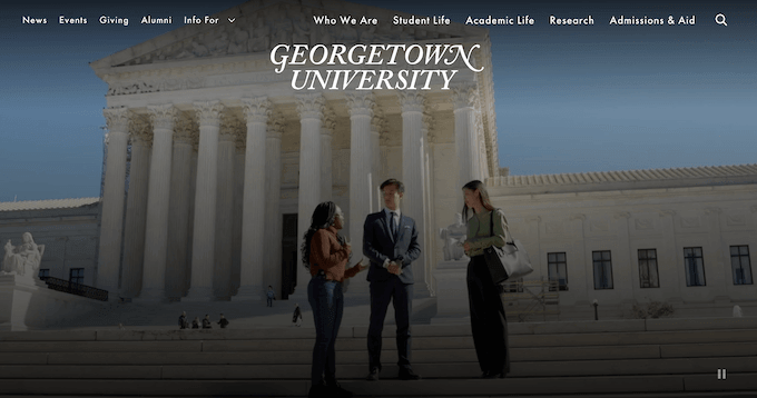 The Georgetown University website, built using WordPress
