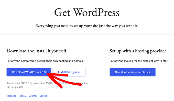 Descărcați cea mai recentă versiune de WordPress de pe site-ul WordPress.