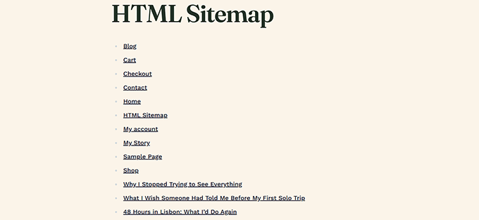 Hartă site HTML creată cu cod
