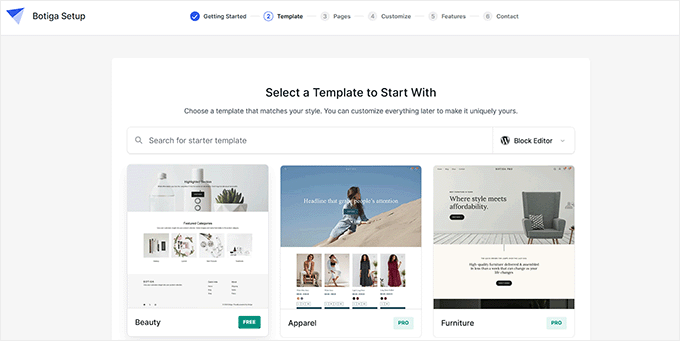 Import a starter template in Botiga Import a starter template in Botiga
