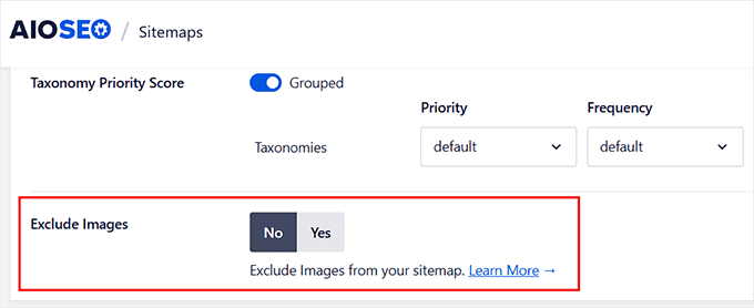Include images in your XML sitemap in AIOSEO