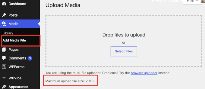 Maximale Dateiuploadgröße in der WordPress-Mediathek Maximale Dateiuploadgröße in der WordPress-Mediathek