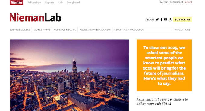 The Nieman Lab (Harvard) news website
