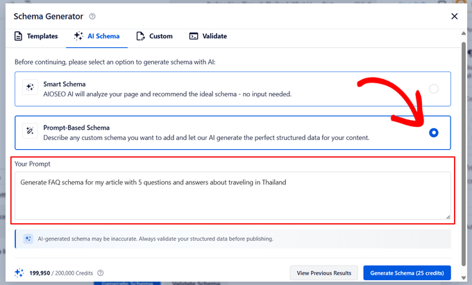 Prompt-based schema in All in One SEO Prompt-based schema in All in One SEO