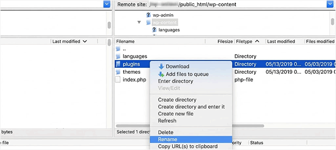 Redenumiți folderul plugins pentru a dezactiva toate plugin-urile
